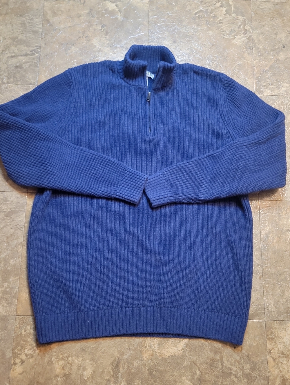 Duluth Trading Co Burly Retirement Sweater Mens XLT Blue LS 1/4 Zip Mock Neck